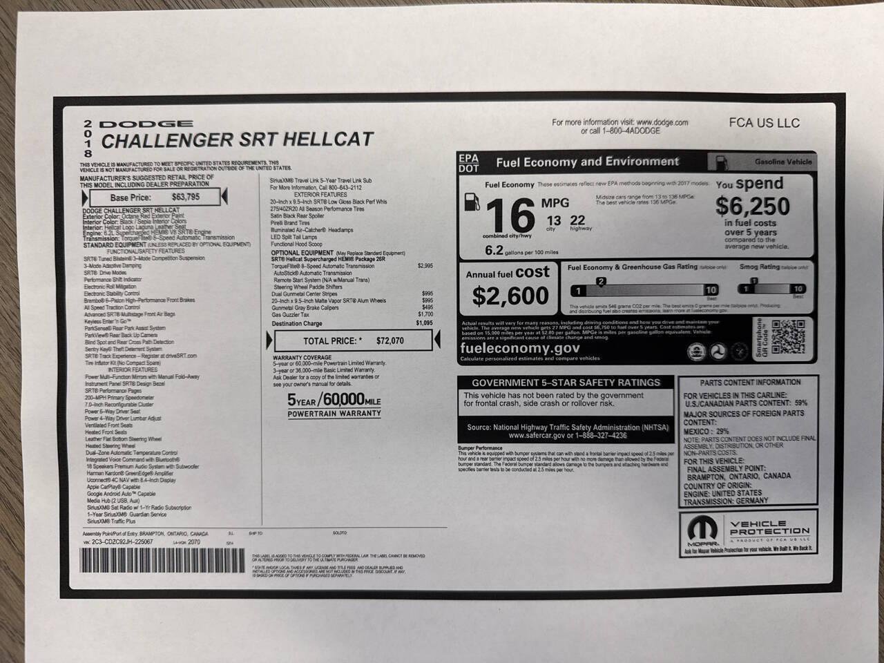 Red 2018 Dodge Challenger SRT Hellcat SRT Hellcat 2dr Coupe 52