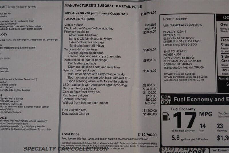 2022 Audi R8 5.2 V10 performance