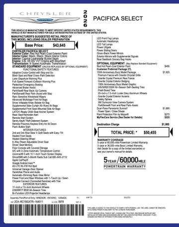 2026 Chrysler Pacifica Select