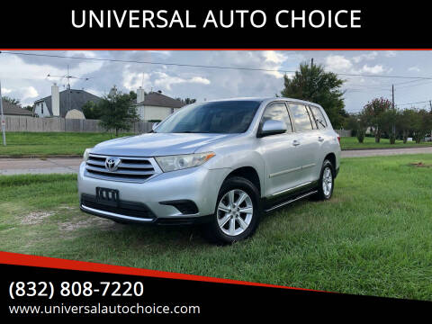 2012 Toyota Highlander for sale at UNIVERSAL AUTO CHOICE in Houston TX