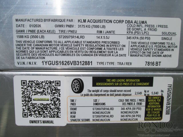 2027 Aluma Utility 7816TA-EL-BT-TR-RTD