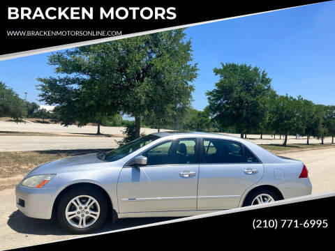 2006 Honda Accord for sale at BRACKEN MOTORS in San Antonio TX