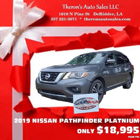 2019 Nissan Pathfinder for sale at Theron's Auto Sales, LLC in Deridder, LA