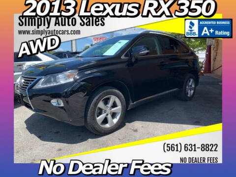 2013 Lexus RX 350 for sale at Simply Auto Sales in Palm Beach Gardens FL