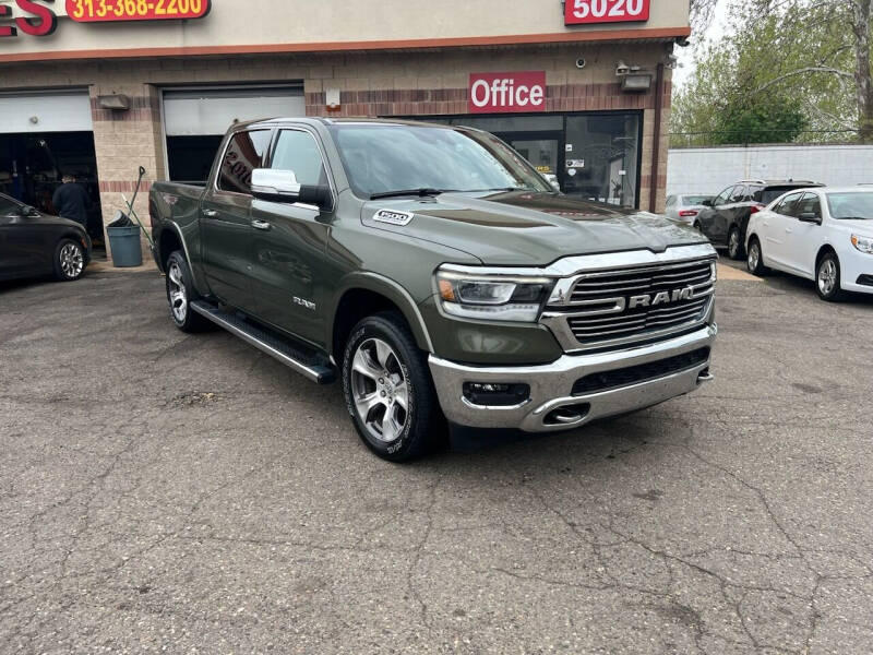 Used 2021 RAM Ram 1500 Pickup Laramie with VIN 1C6SRFJT4MN599561 for sale in Detroit, MI