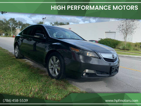 2012 Acura TL for sale at HIGH PERFORMANCE MOTORS in Hollywood FL