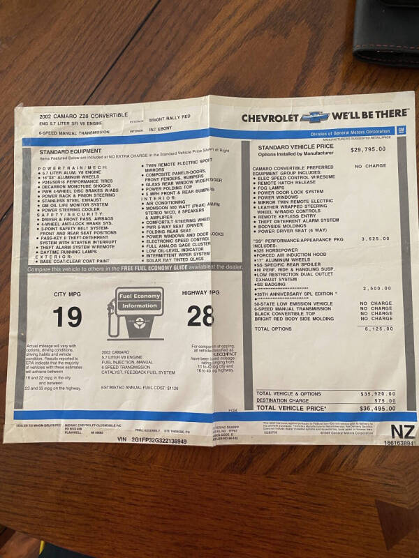 2002 Chevrolet Camaro Z28