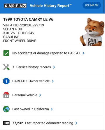 1999 Toyota Camry LE V6