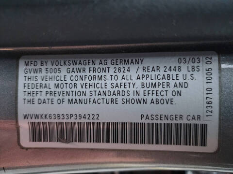 2003 Volkswagen Passat W8 4Motion