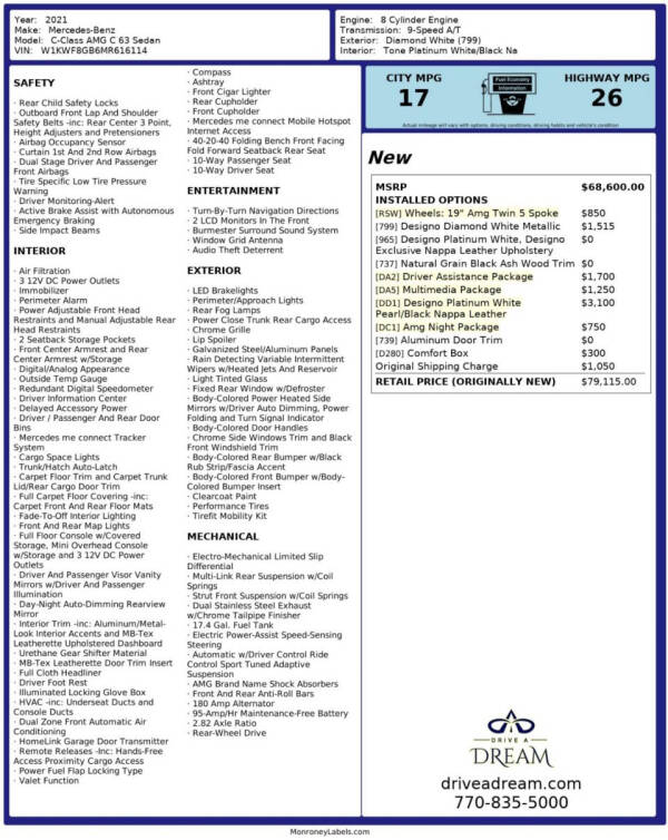 2021 Mercedes-Benz C-Class AMG C 63