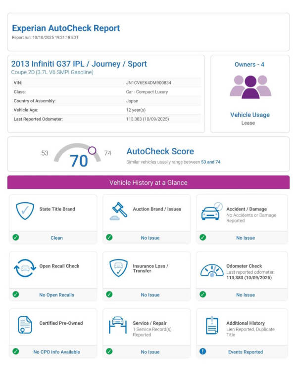2013 Infiniti G37 Coupe Journey