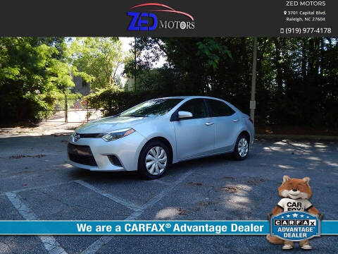 2015 Toyota Corolla for sale at Zed Motors in Raleigh NC