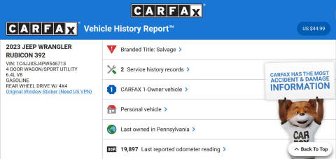 2023 Jeep Wrangler Rubicon 392 20th Anniversary
