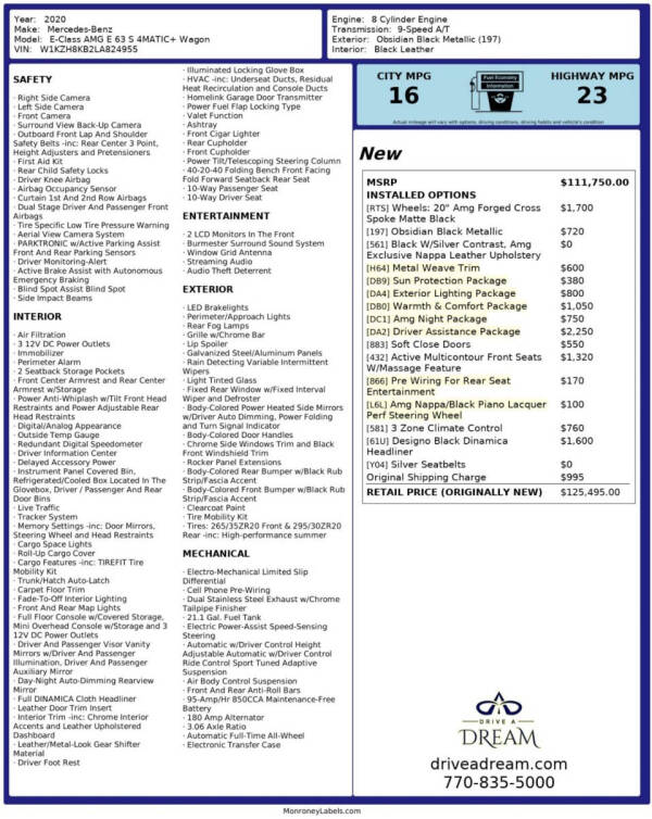 2020 Mercedes-Benz E-Class AMG E 63 S