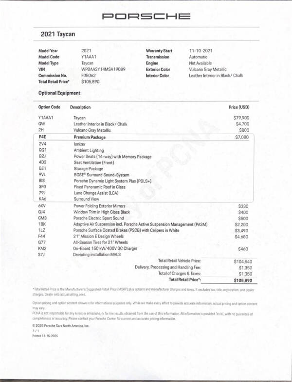 2021 Porsche Taycan