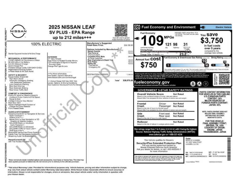 2025 Nissan LEAF SV PLUS