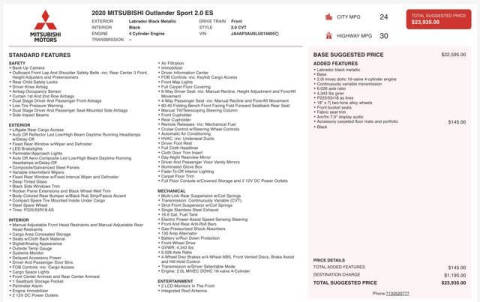 2020 Mitsubishi Outlander Sport