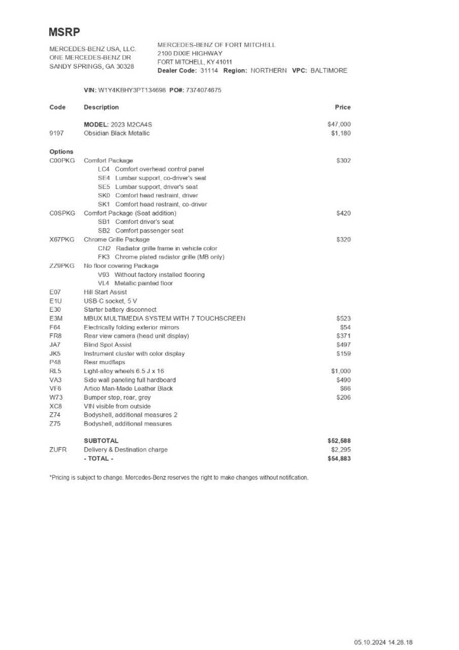 2023 Mercedes-Benz Sprinter for sale at New Sprinter Vans in Fort Mitchell, KY