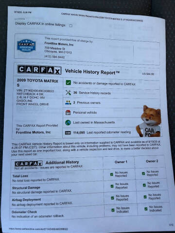 2009 Toyota Matrix S