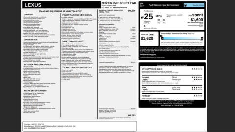 2022 Lexus ES 350 F SPORT