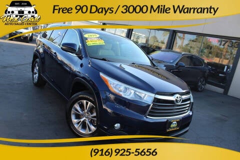 2016 Toyota Highlander for sale at West Coast Auto Sales Center in Sacramento CA