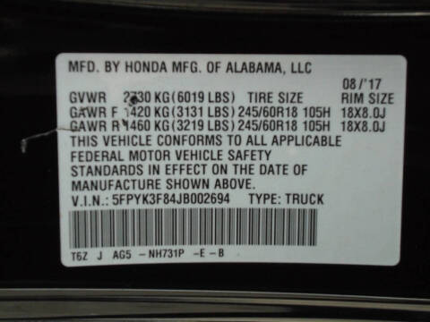 2018 Honda Ridgeline Black Edition