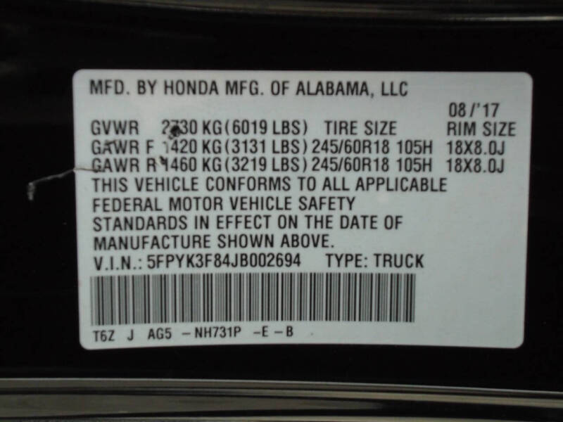 2018 Honda Ridgeline Black Edition