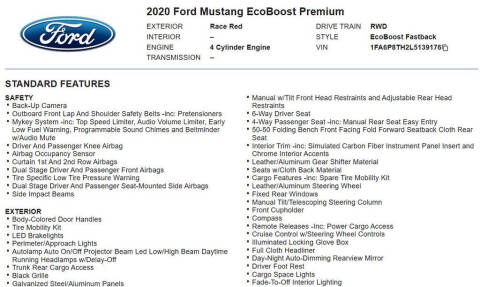 2020 Ford Mustang EcoBoost Premium