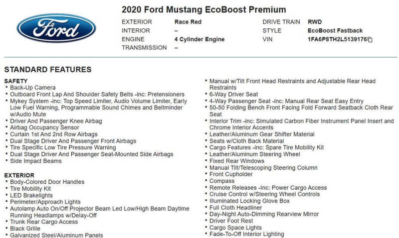 2020 Ford Mustang EcoBoost Premium