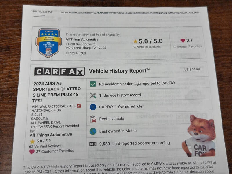 2024 Audi A5 Sportback quattro S line Prem Plus 45 TFSI