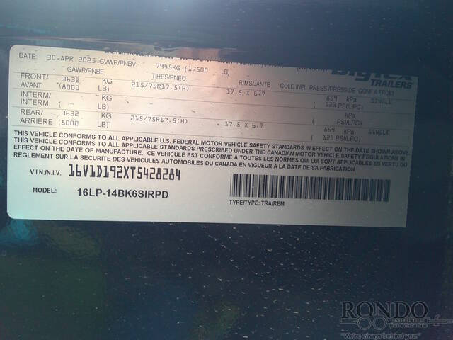 2026 Big Tex Trailer Dump 16LP-14BK6SIRPD