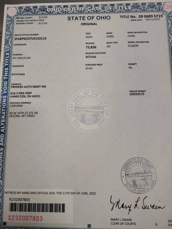 2020 Ford Fusion SEL