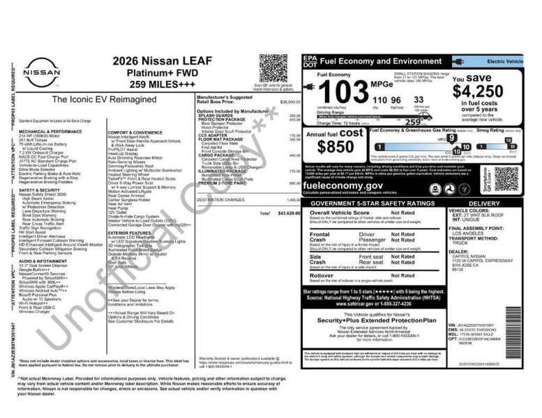 2026 Nissan LEAF Platinum+