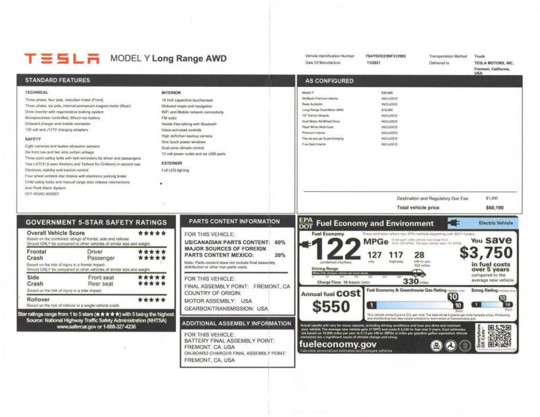 2022 Tesla Model Y Long Range
