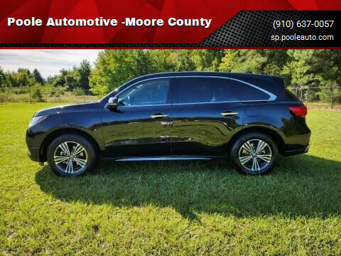 2018 Acura MDX for sale at Poole Automotive -Moore County in Aberdeen NC