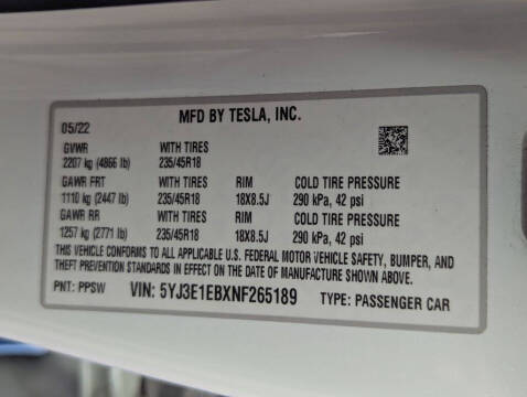 2022 Tesla Model 3 Long Range