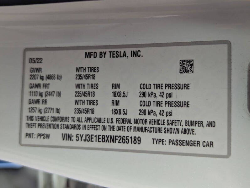 2022 Tesla Model 3 Long Range