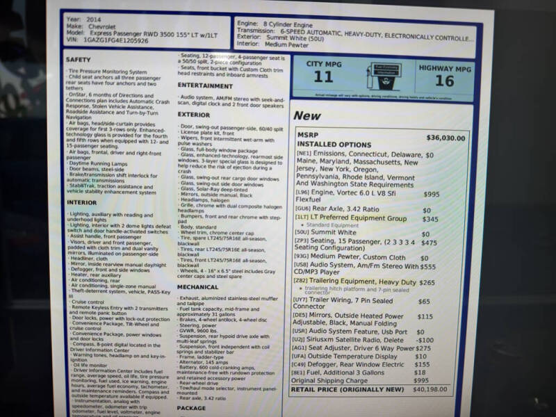 2014 Chevrolet Express LT 3500