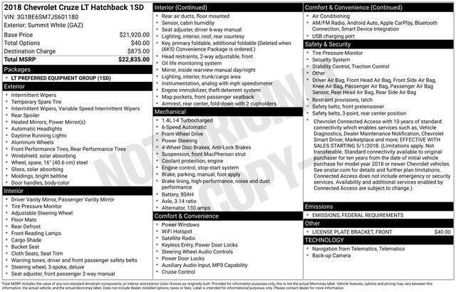 2018 Chevrolet Cruze LT Auto
