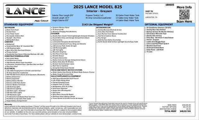 2025 Lance Truck Camper Short Bed