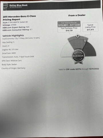 2011 Mercedes-Benz E-Class E 350 Luxury 4MATIC