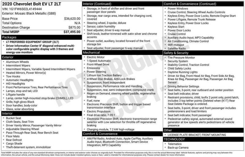 2020 Chevrolet Bolt EV LT