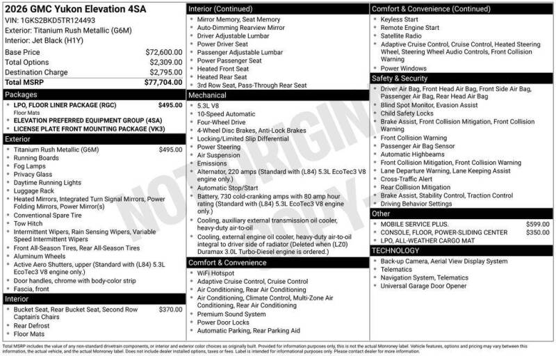 2026 GMC Yukon Elevation