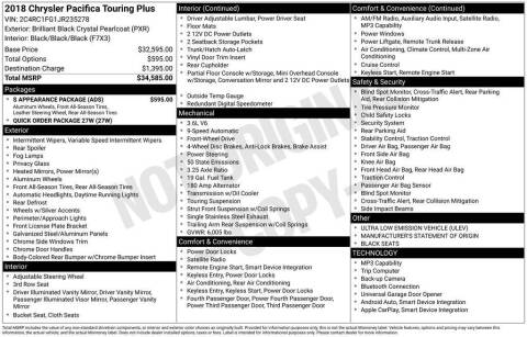 2018 Chrysler Pacifica Touring Plus
