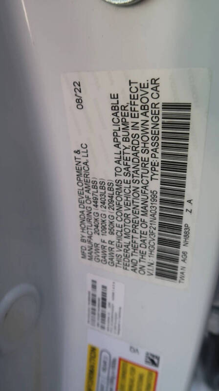 2022 Honda Accord Hybrid Sport