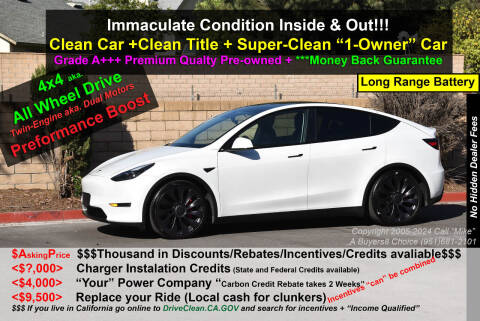 2021 Tesla Model Y for sale at A Buyers Choice in Jurupa Valley CA