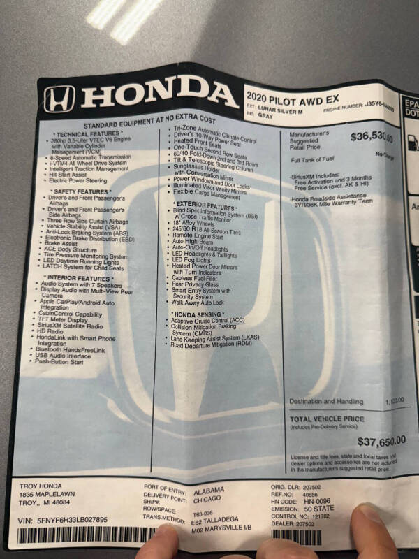 2020 Honda Pilot EX