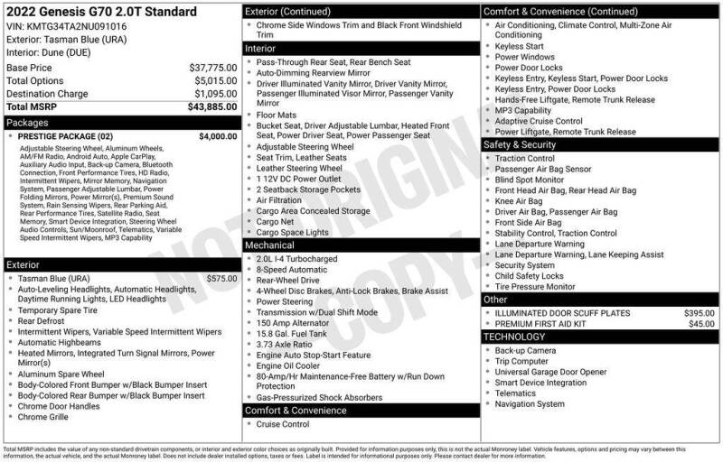 2022 Genesis G70