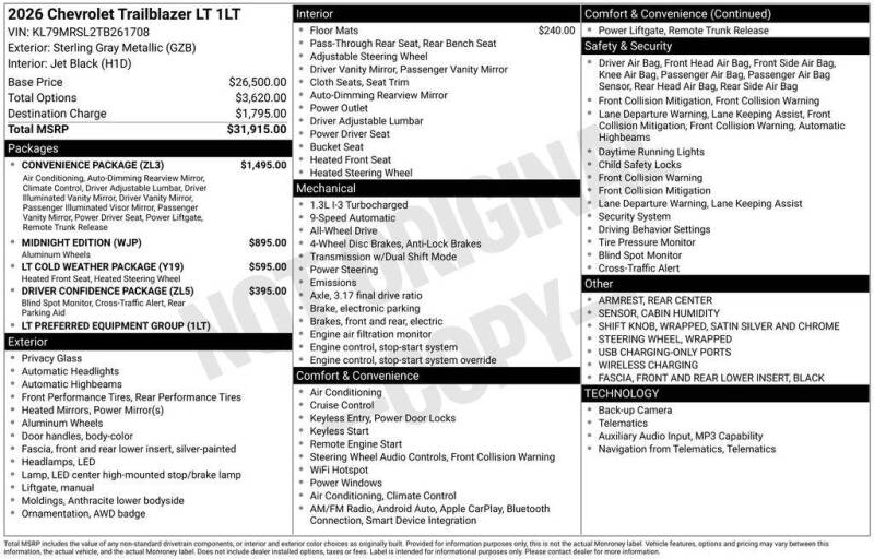 2026 Chevrolet TrailBlazer LT
