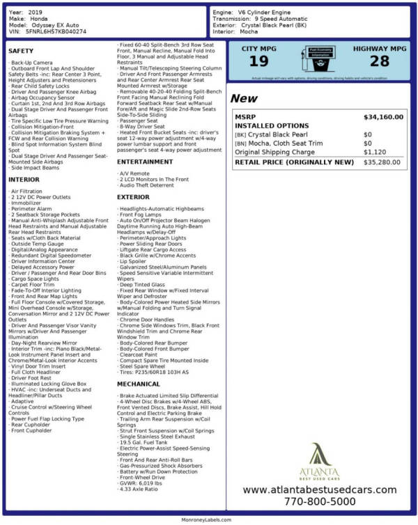 2019 Honda Odyssey EX